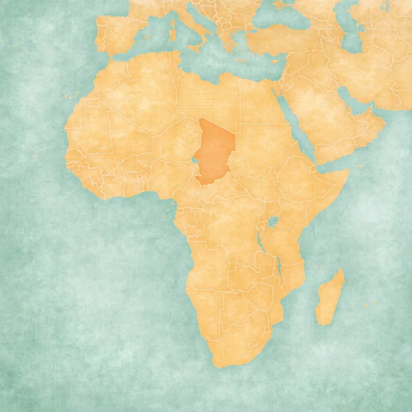 匹配的非洲-乍得电子地图 — 图库照片