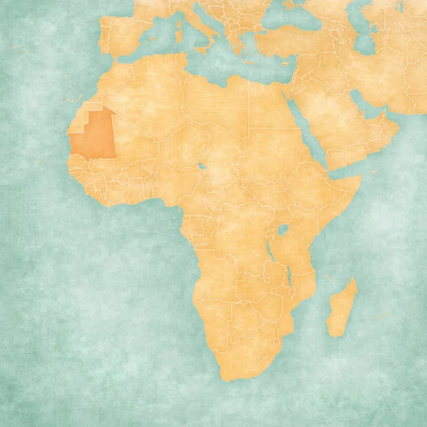 Карта Африки - Мавритания — стоковое фото