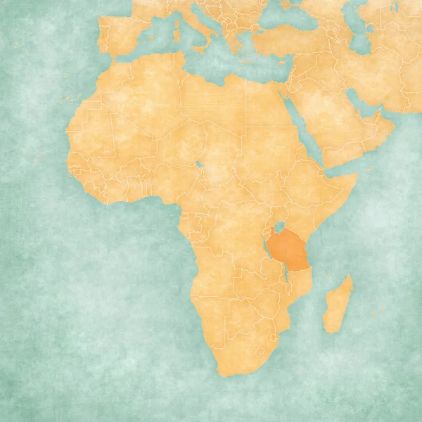 匹配的非洲-坦桑尼亚电子地图 — 图库照片