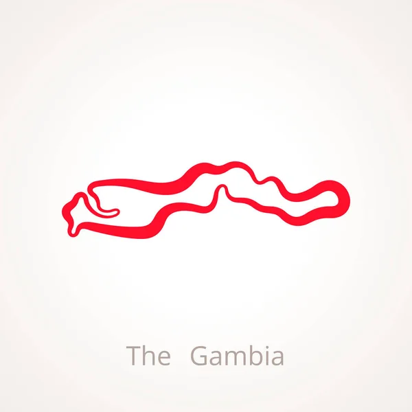Gambie - Carte des contours — Image vectorielle