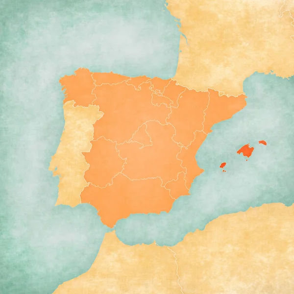 Mapa de la Península Ibérica - Islas Baleares — Foto de Stock