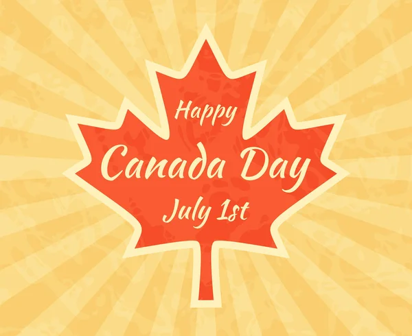 Happy Canada Day on Maple Leaf — Stock Vector