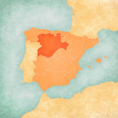 Map of Iberian Peninsula - Castile and Leon clipart