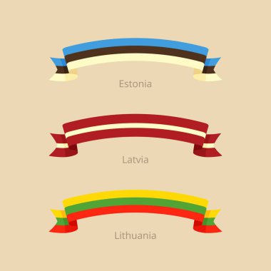 Estonya, Letonya ve Litvanya bayrağı ile şerit.