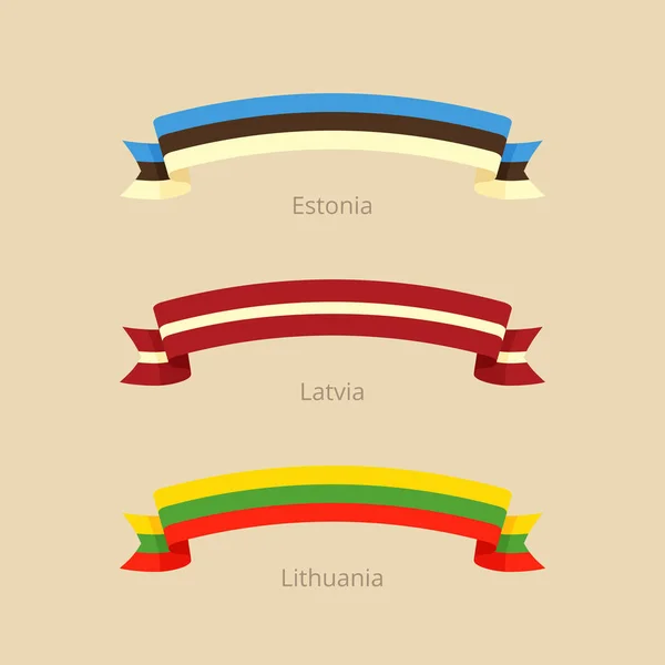 Wstążki z flagą Estonii, Łotwy i Litwy. — Wektor stockowy