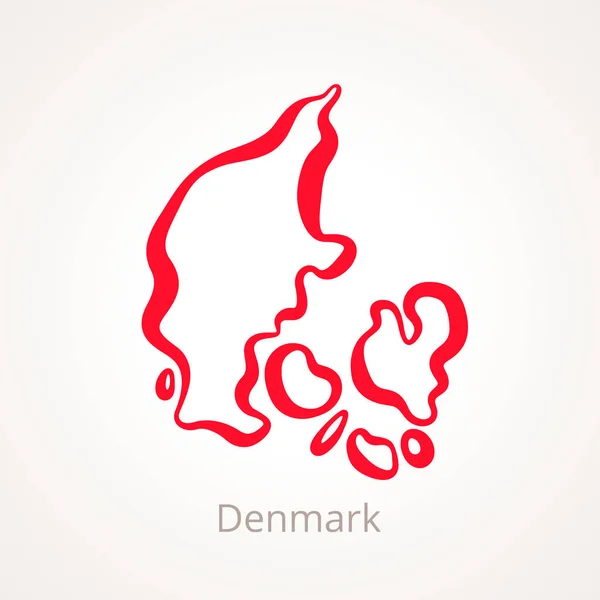 Denmark - Outline Map — Stock Vector