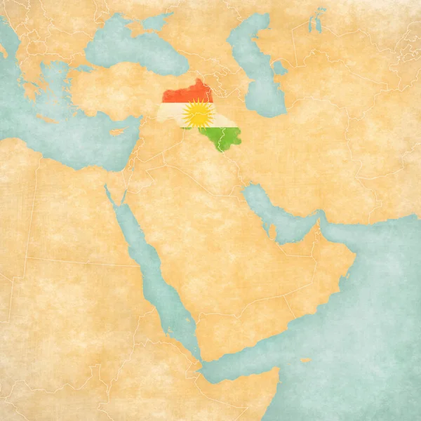 Mapa de Oriente Medio - Kurdistán — Foto de Stock