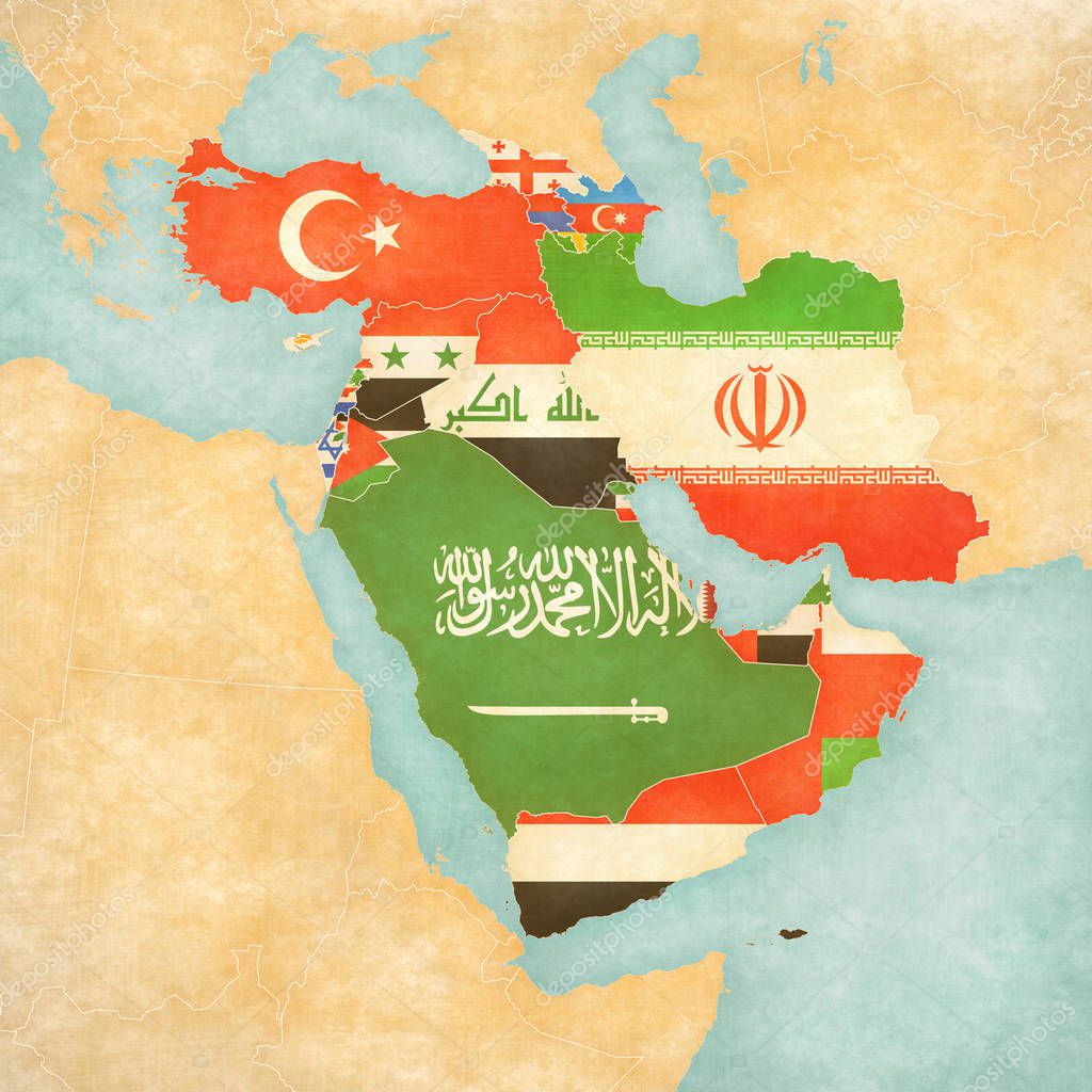Picture flags of west asia Map of Western Asia Flags of all
