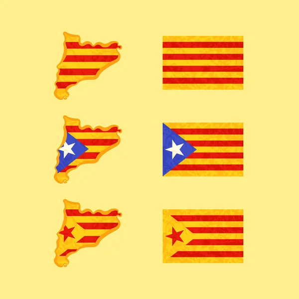 Mapa y Banderas de Cataluña — Archivo Imágenes Vectoriales