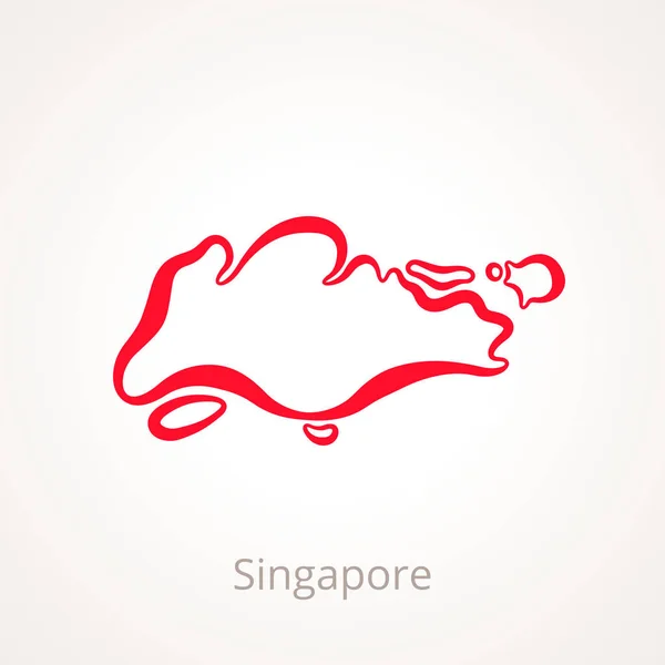 Singapura - Mapa do esboço — Vetor de Stock