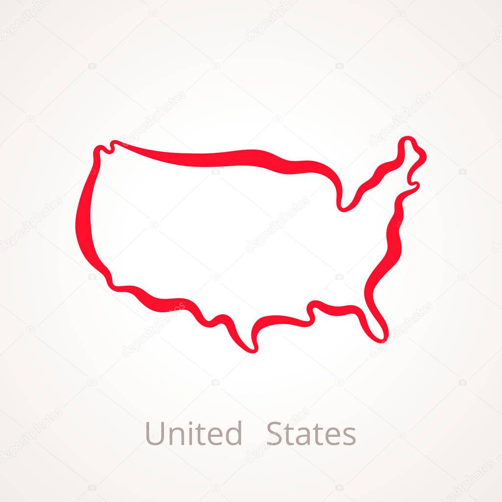 United States - Outline Map — Stock Vector © Tindo #180442136