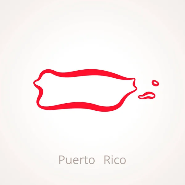 Objeví Obrys Mapy Portorika Označená Červenou Čárou — Stockový vektor