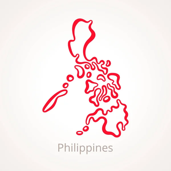 Χάρτης Διάρθρωσης Φιλιππίνες Σημειώνονται Κόκκινη Γραμμή — Διανυσματικό Αρχείο