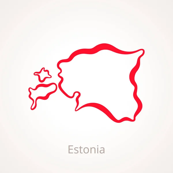 Kontur Mapa Estonii Zaznaczona Czerwoną Linią — Wektor stockowy