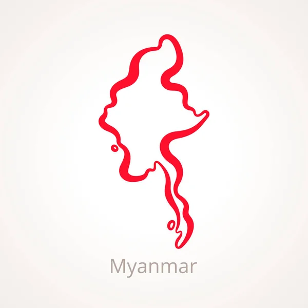 Myanmar - overzicht kaart — Stockvector