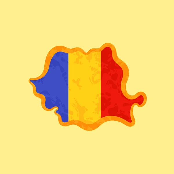 Romania Mappa colorata con bandiera rumena — Vettoriale Stock