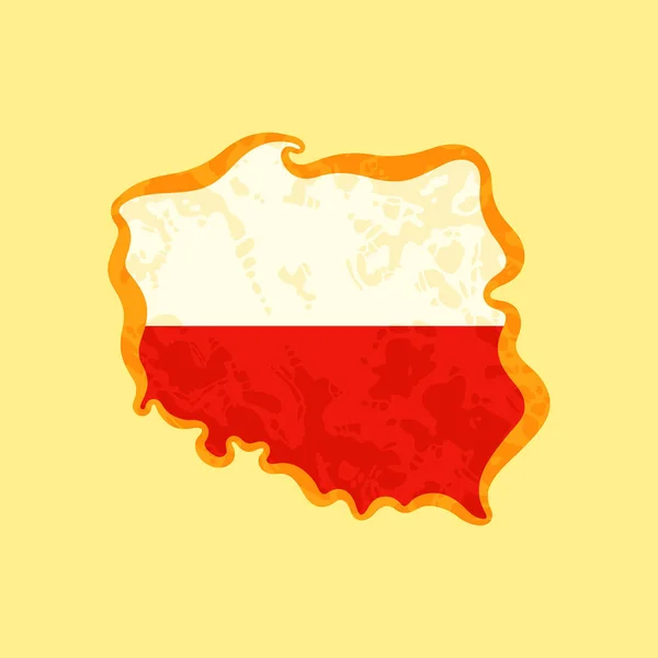 Polonia - Mapa coloreado con bandera polaca — Archivo Imágenes Vectoriales