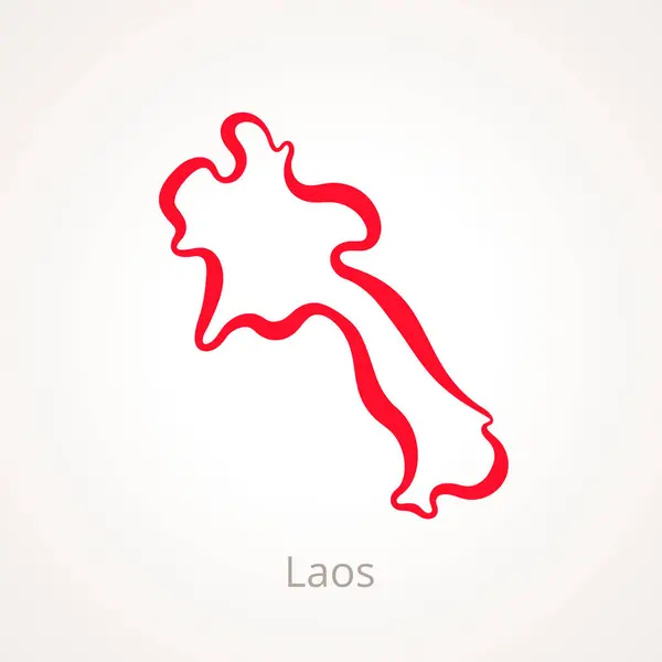 Laos - Mapa do esboço — Vetor de Stock