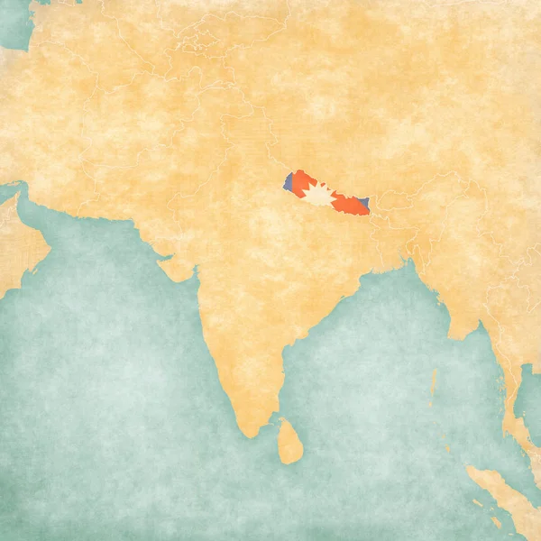 Mappa dell'Asia meridionale - Nepal — Foto Stock