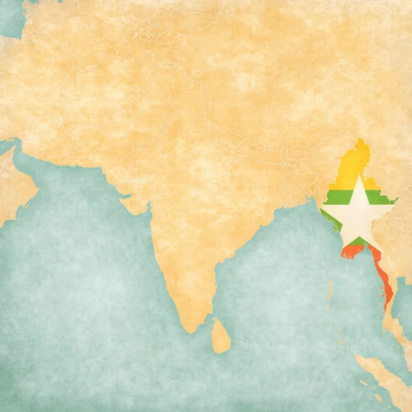 Mapa de Asia Meridional Myanmar — Foto de Stock