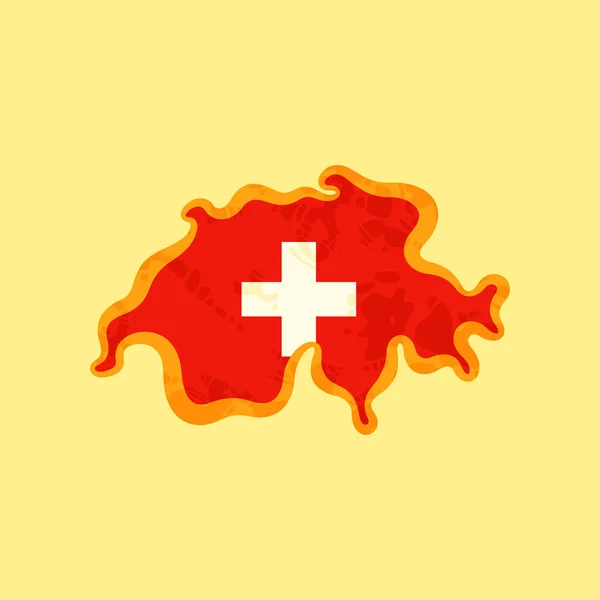 Switzerland - Map colored with Swiss flag — Stock Vector