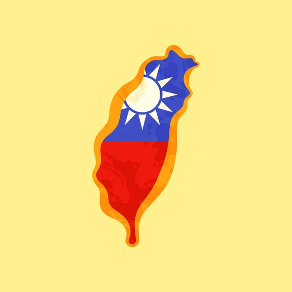 Taiwán - Mapa coloreado con bandera taiwanesa — Archivo Imágenes Vectoriales