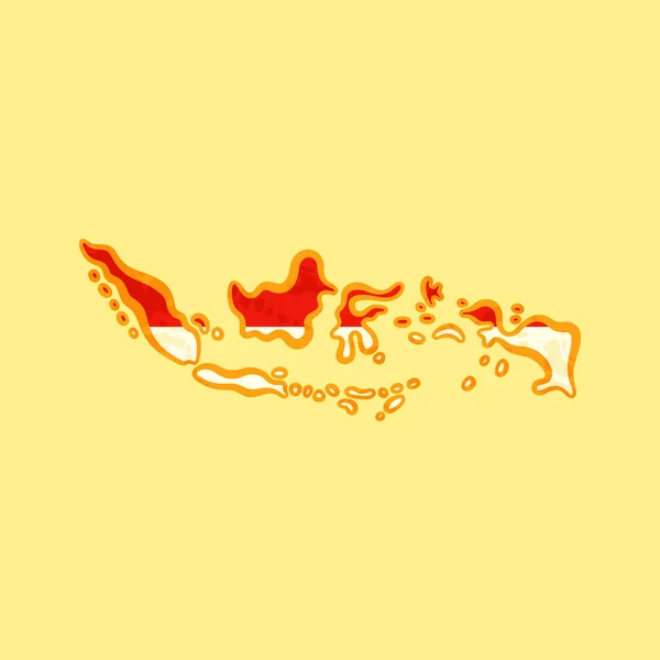 Indonesia - Mapa coloreado con bandera indonesia — Archivo Imágenes Vectoriales