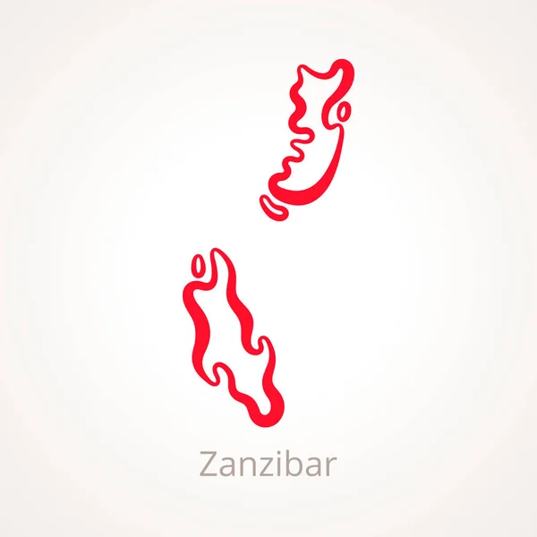 Zanzibar - Mapa do esboço — Vetor de Stock