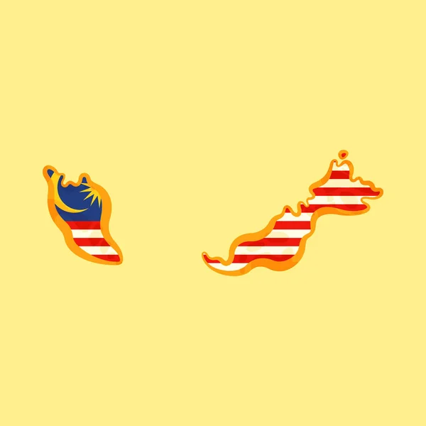 Malasia - Mapa coloreado con bandera de Malasia — Archivo Imágenes Vectoriales