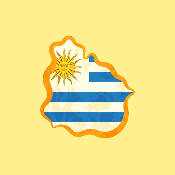 Map Uruguay Colored Uruguayan Flag Marked Golden Line Grunge Vintage — Stock Vector