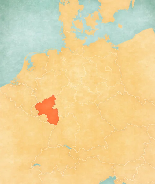 Renania Palatinado Mapa Alemania Grunge Suave Estilo Vintage Como Papel — Foto de Stock
