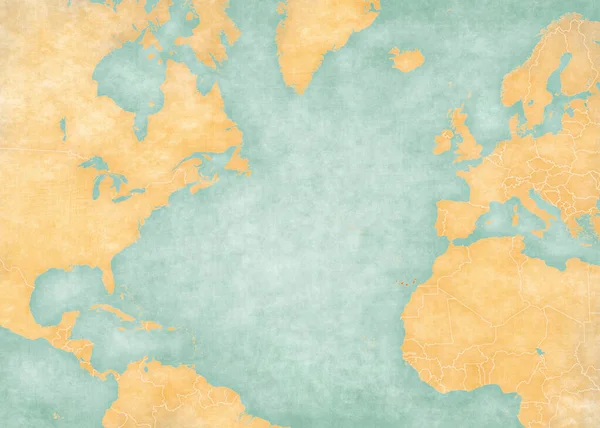 Kanarische Inseln Auf Der Karte Des Nordatlantiks Sanftem Grunge Und — Stockfoto
