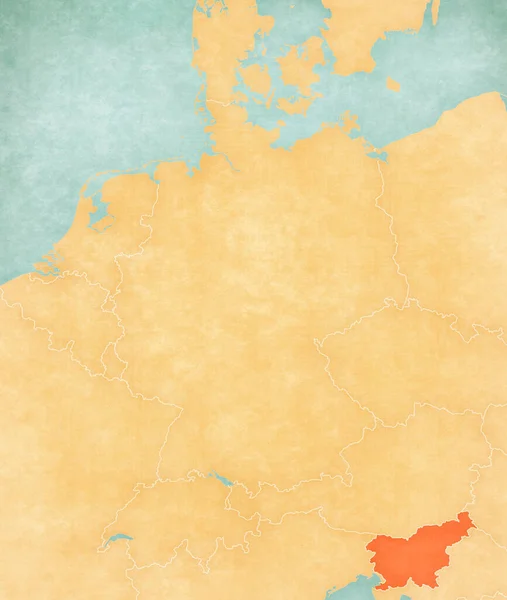 Eslovenia Mapa Alemania Grunge Suave Estilo Vintage Como Papel Viejo — Foto de Stock