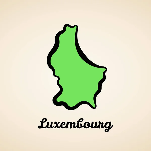 Carte Simplifiée Verte Luxembourg Avec Contour Noir — Image vectorielle