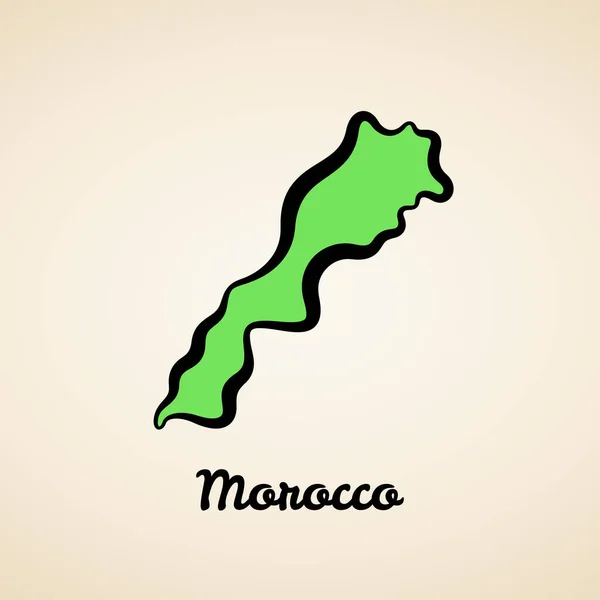 Mapa Verde Simplificado Marruecos Con Contorno Negro — Archivo Imágenes Vectoriales