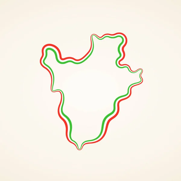 Mapa Esboço Burundi Marcado Com Fita Cores Bandeira — Vetor de Stock