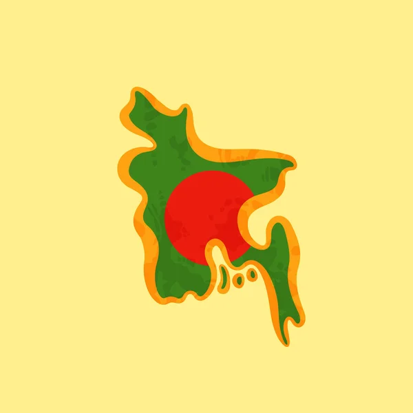 Mapa Bangladesh Colorido Com Bandeira Bangladesh Marcado Com Linha Dourada — Vetor de Stock