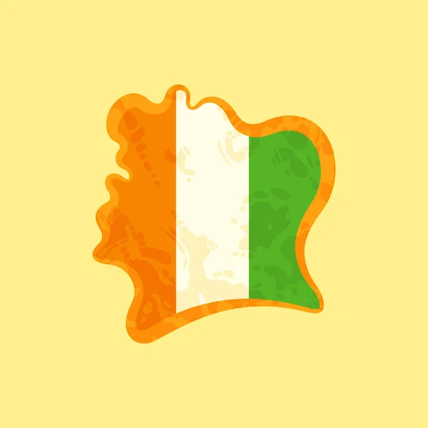 Karte Von Côte Ivoire Mit Ivoirischer Flagge Gefärbt Und Mit — Stockvektor