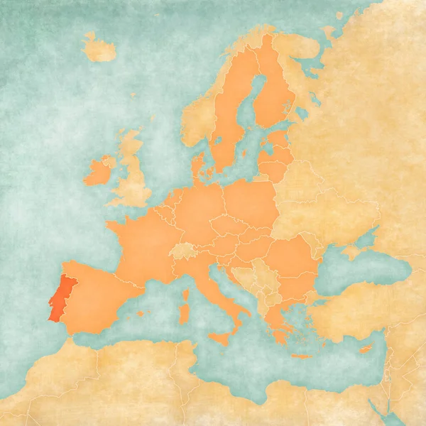 Portugal Mapa União Europeia Estilo Grunge Suave Vintage Como Papel — Fotografia de Stock