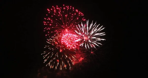 Fuegos artificiales iluminan el cielo con deslumbrante exhibición el 4 de julio —  Fotos de Stock