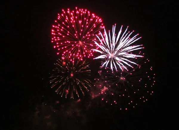 I fuochi d'artificio illuminano il cielo con uno spettacolo abbagliante — Foto Stock