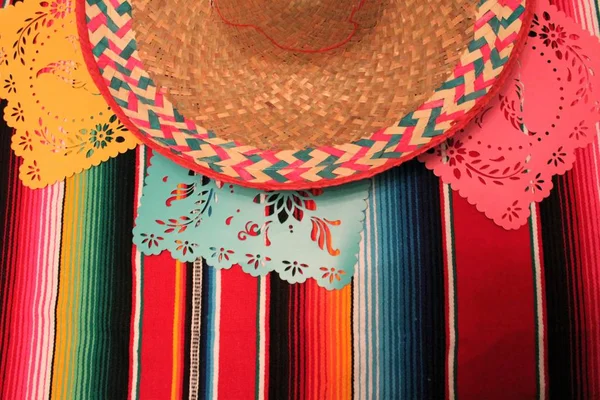 Mexico poncho sombrero background fiesta cinco de mayo decoration bunting papel picado