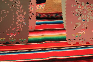 Mexico poncho sombrero skull background fiesta cinco de mayo decoration bunting 