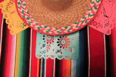 Mexico poncho sombrero skull background fiesta cinco de mayo decoration bunting 