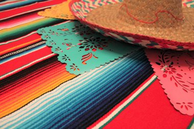 Mexico poncho sombrero skull background fiesta cinco de mayo decoration bunting 