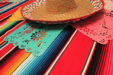 Mexico poncho sombrero skull background fiesta cinco de mayo decoration bunting 