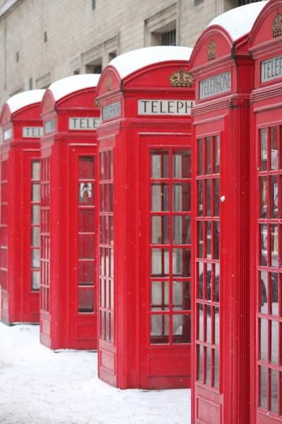 London Red Phone Box Snow Beast East Storm Emma — Stock Photo, Image