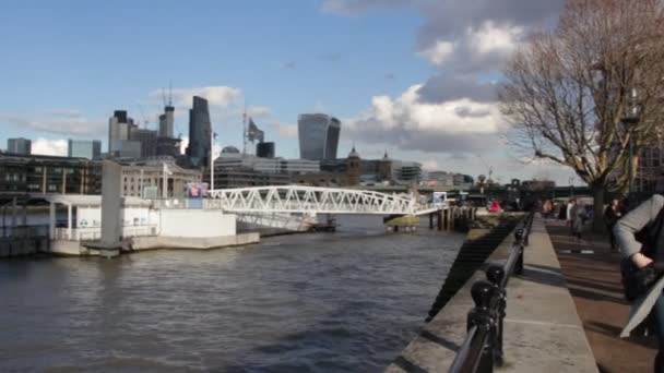 Shakespeare Globe Tiyatrosu Londra Ngiltere Şubat 2021 Thames Nehri Nin — Stok video