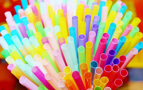 Straw Straws Plastic Drinking Background Colourful Full Screen Stock Photo — Stock Photo, Image