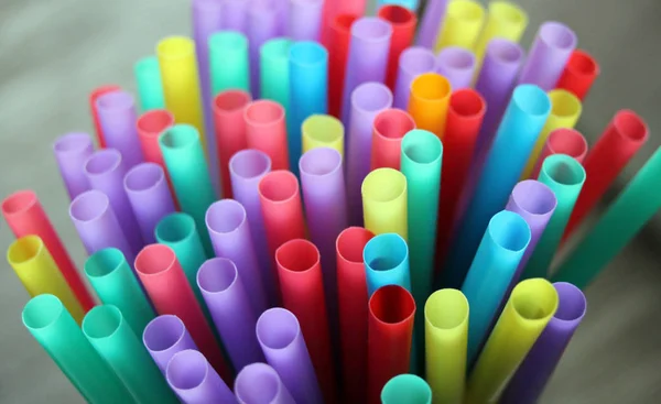 Straw Straws Plastic Dispoasable Drinking Background Colourful Full Screen Single — Stock Photo, Image
